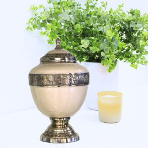 Ornate White Large Urn